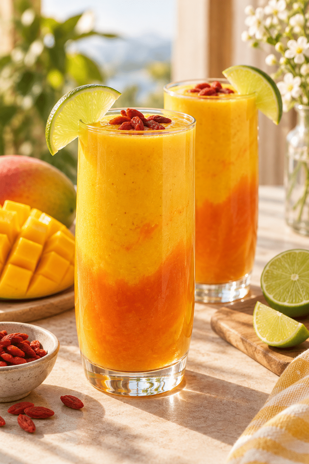 mango goji berry sunrise smoothie