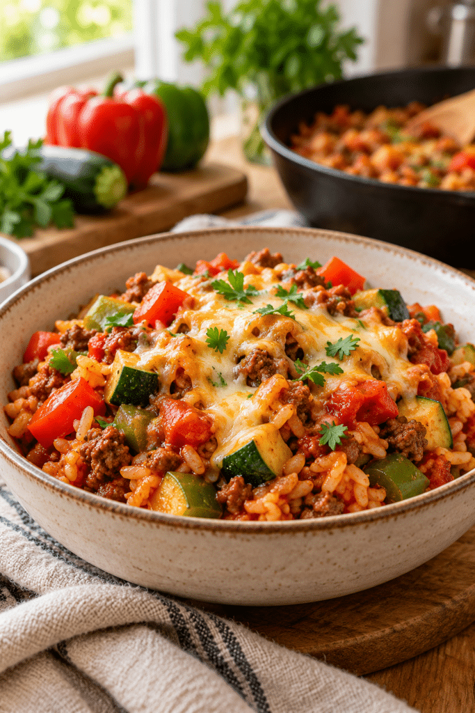 meal prep unstuffed pepper bowls finished dish