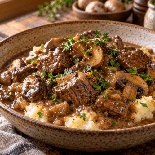 beef tips with mushroom gravy