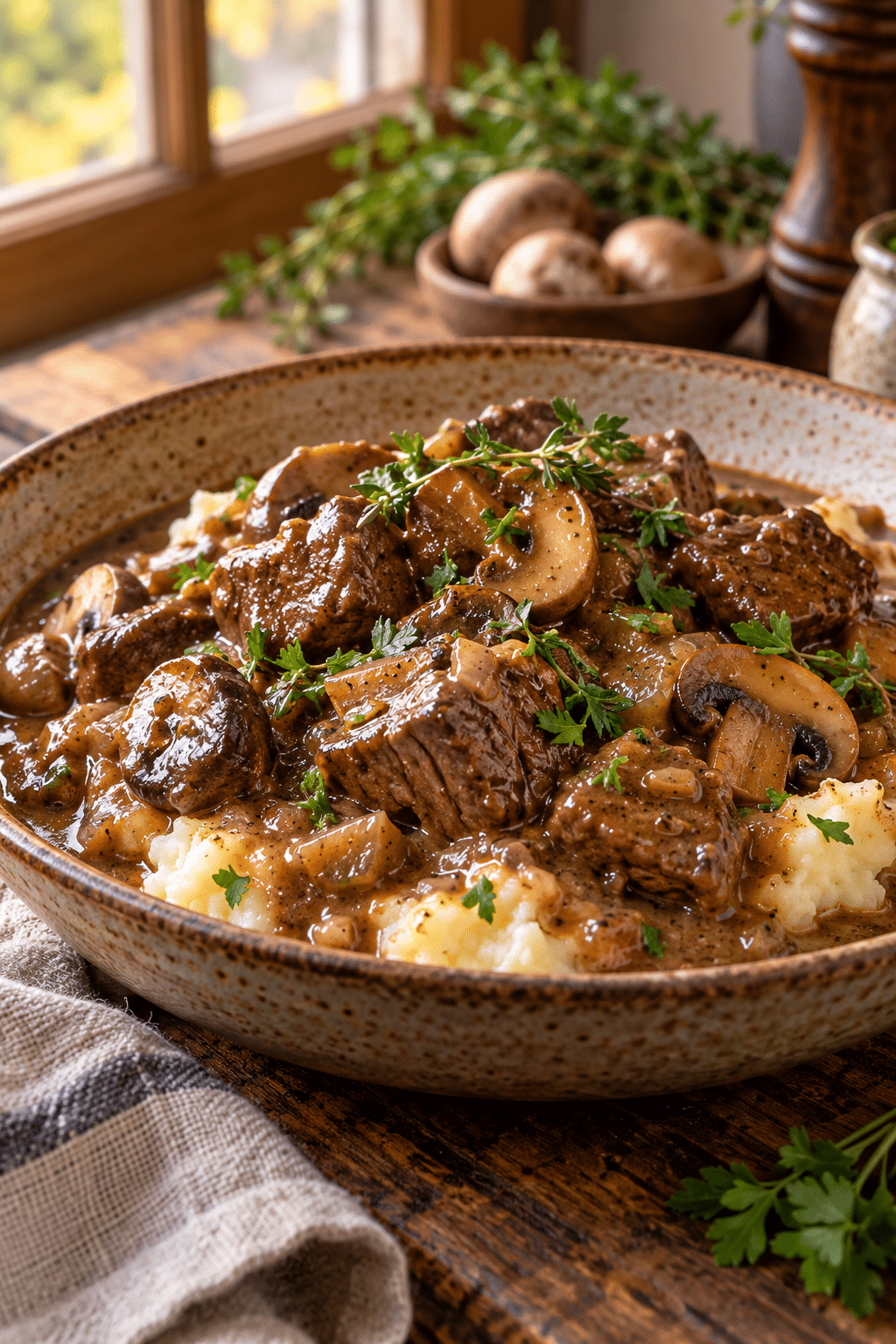 beef tips with mushroom gravy
