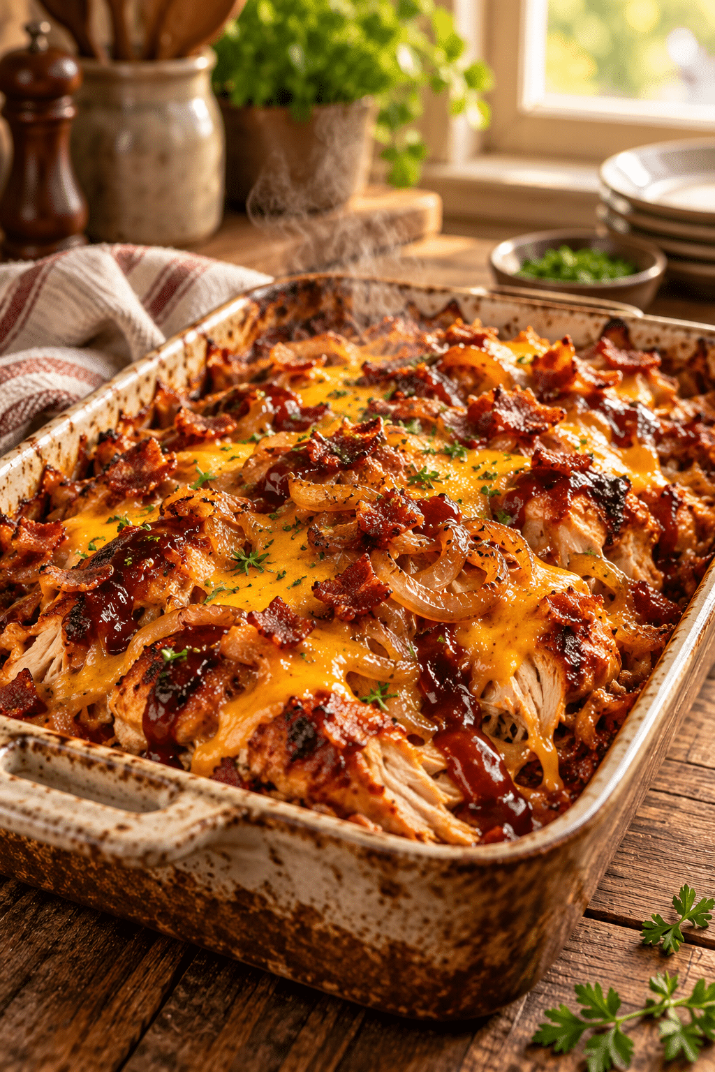 Sliced mesquite chicken bake served for dinner