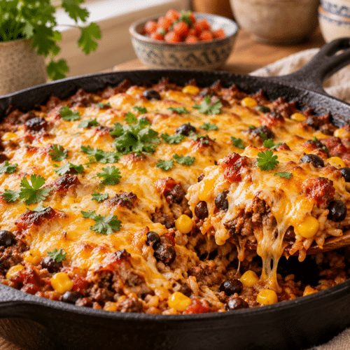 Mexican beef and rice casserole