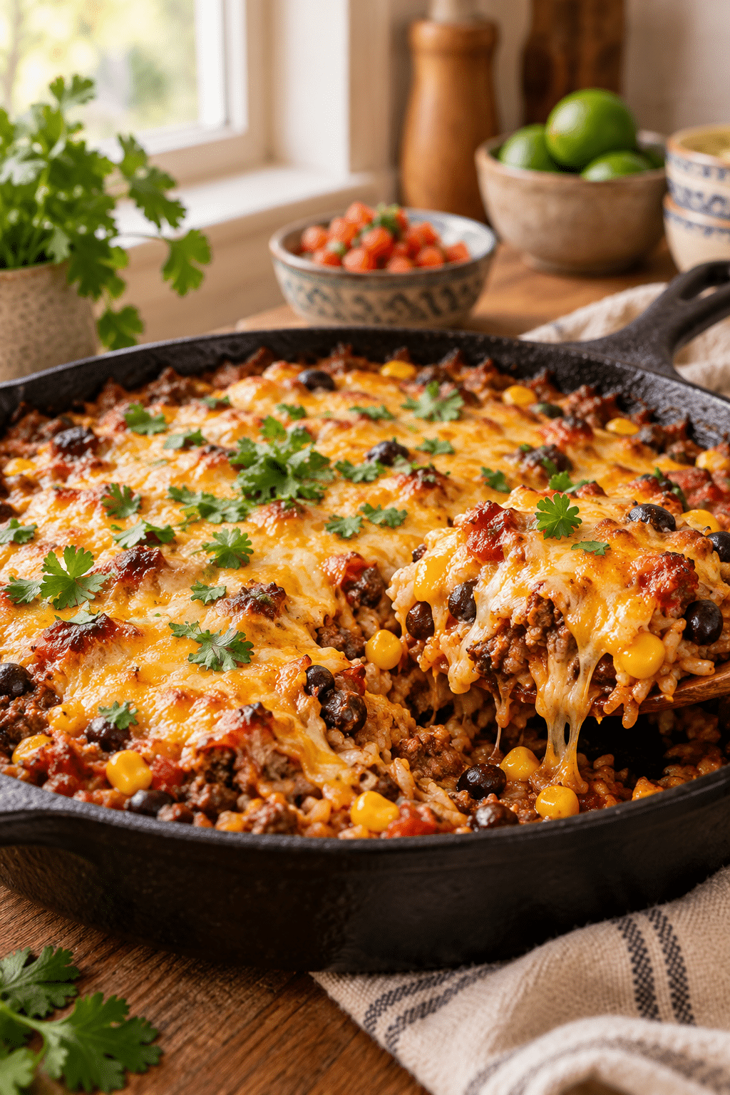 Mexican beef and rice casserole