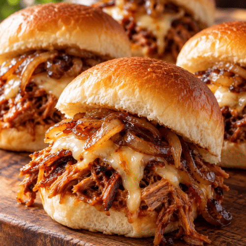 Mexican pork rolls with crisp pork, melted cheese, and caramelised onions