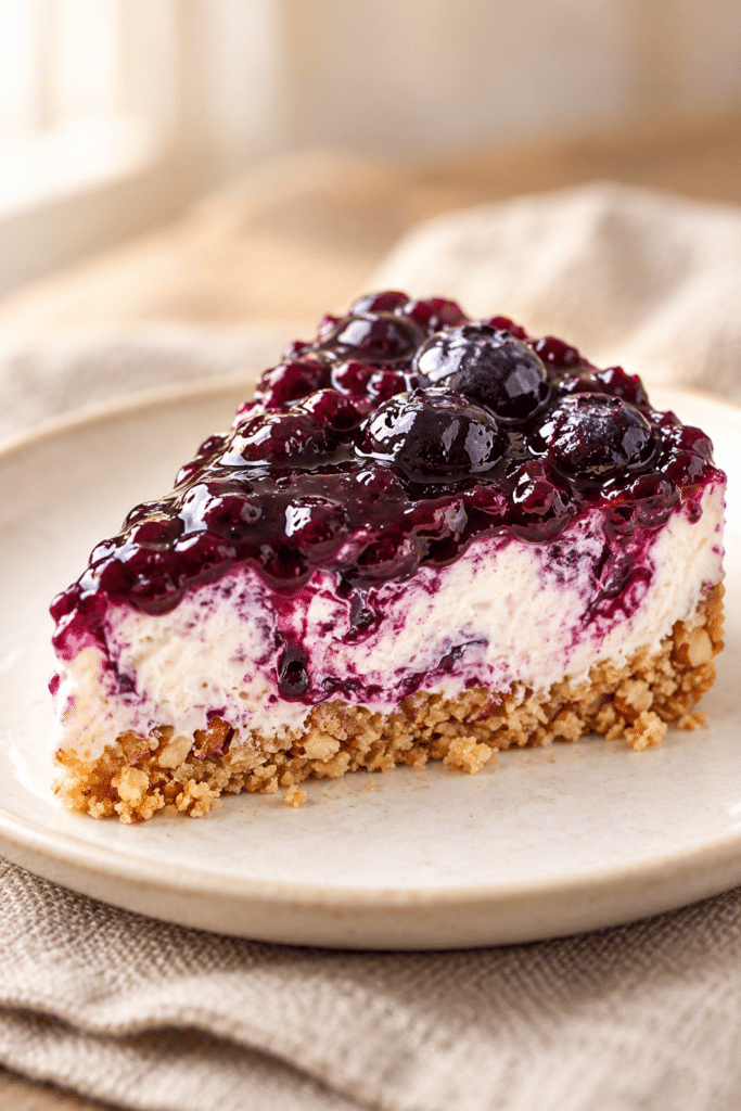 no bake blueberry dessert finished dish
