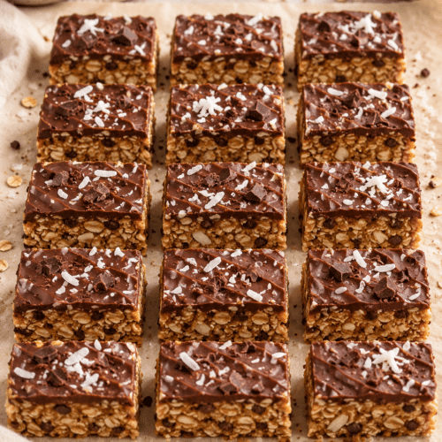 no bake snack bars finished chocolate peanut butter bars