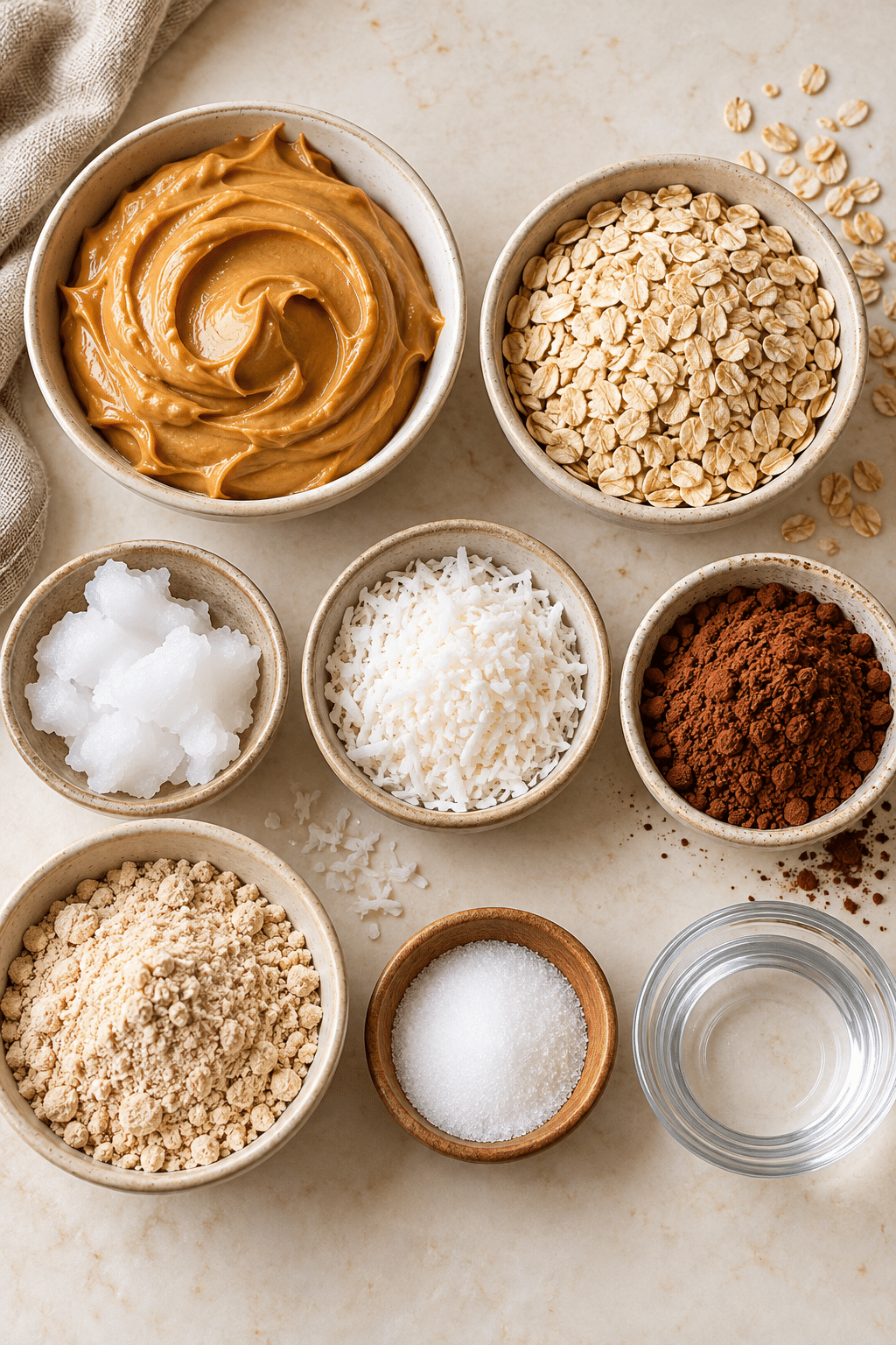 no bake snack bars ingredients measured for mixing