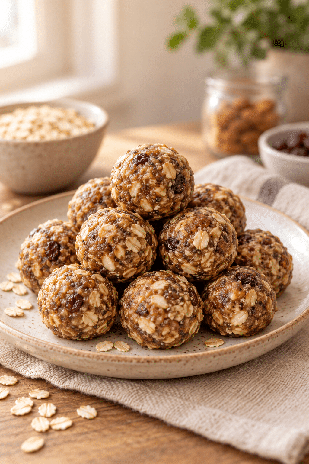 No-bake energy bites served as a quick snack