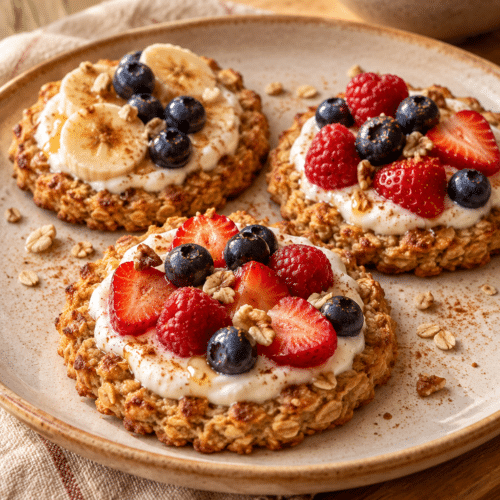 oatmeal breakfast pizzas with cinnamon oat crust