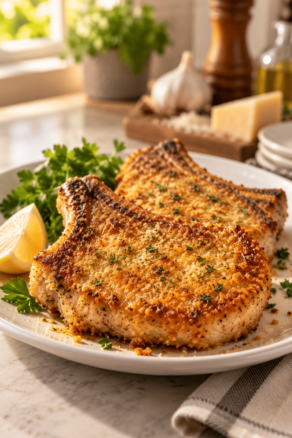 Parmesan crusted pork chops