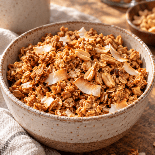 peanut butter granola finished dish