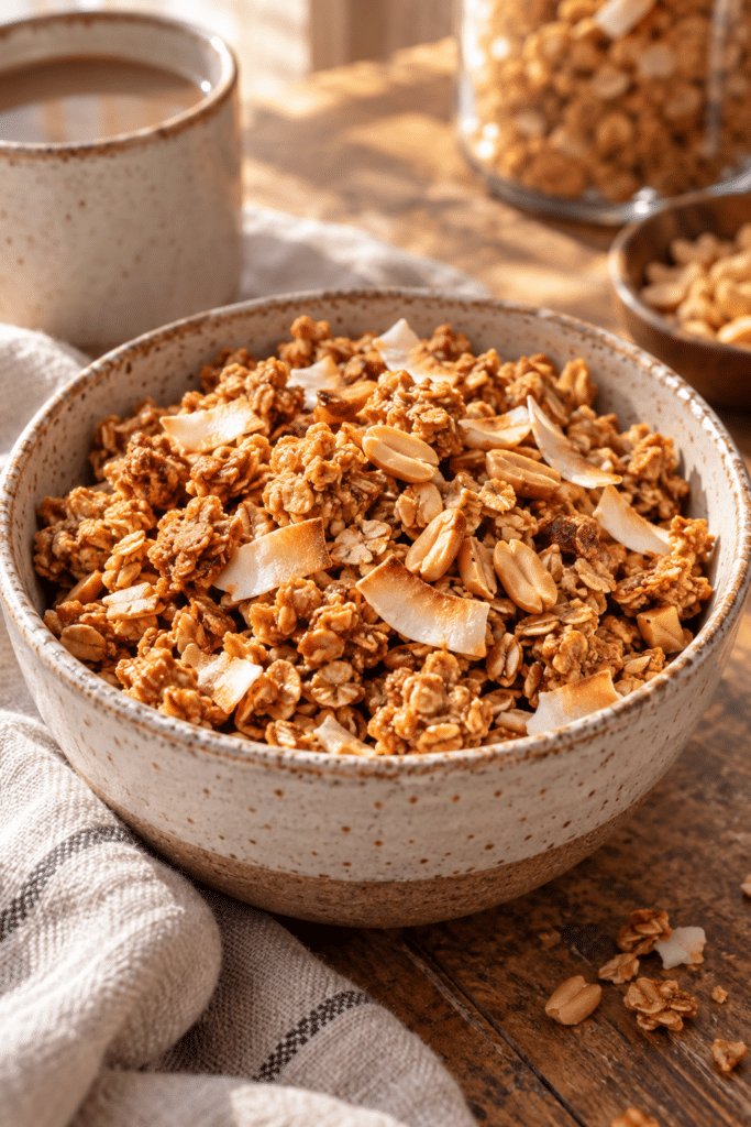 peanut butter granola finished dish