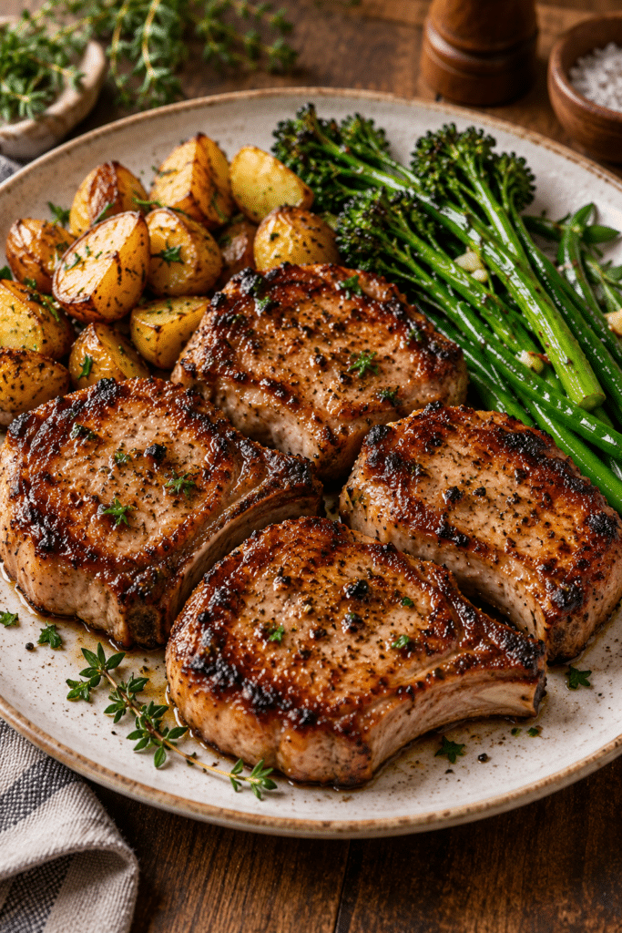 Juicy grilled pork chops with pork chop marinade