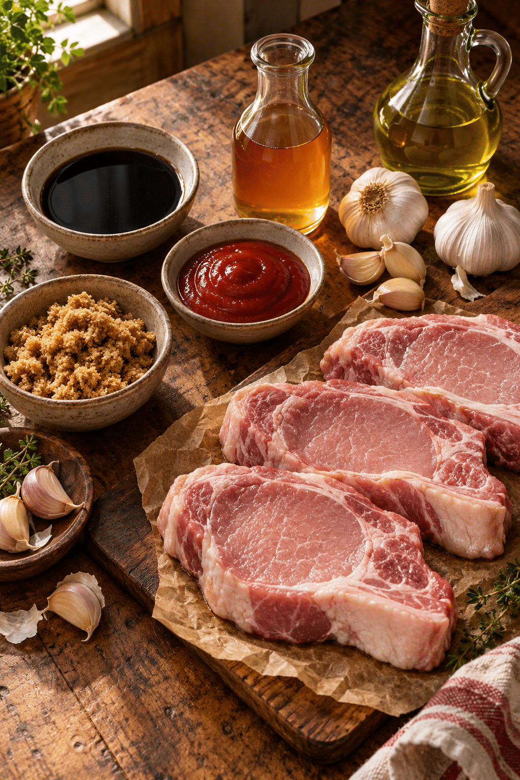Ingredients for pork chop marinade