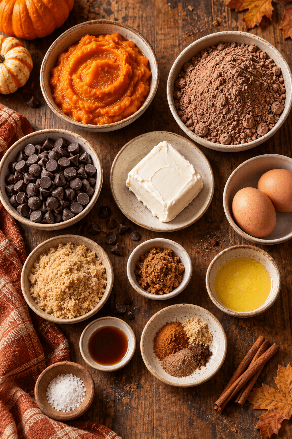 Ingredients for pumpkin brownies
