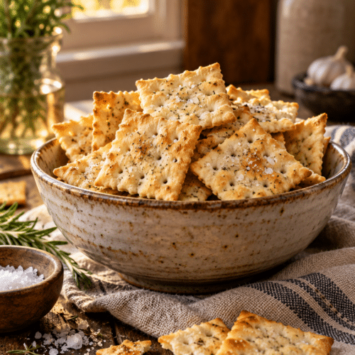 seasoned snack crackers in a bowl