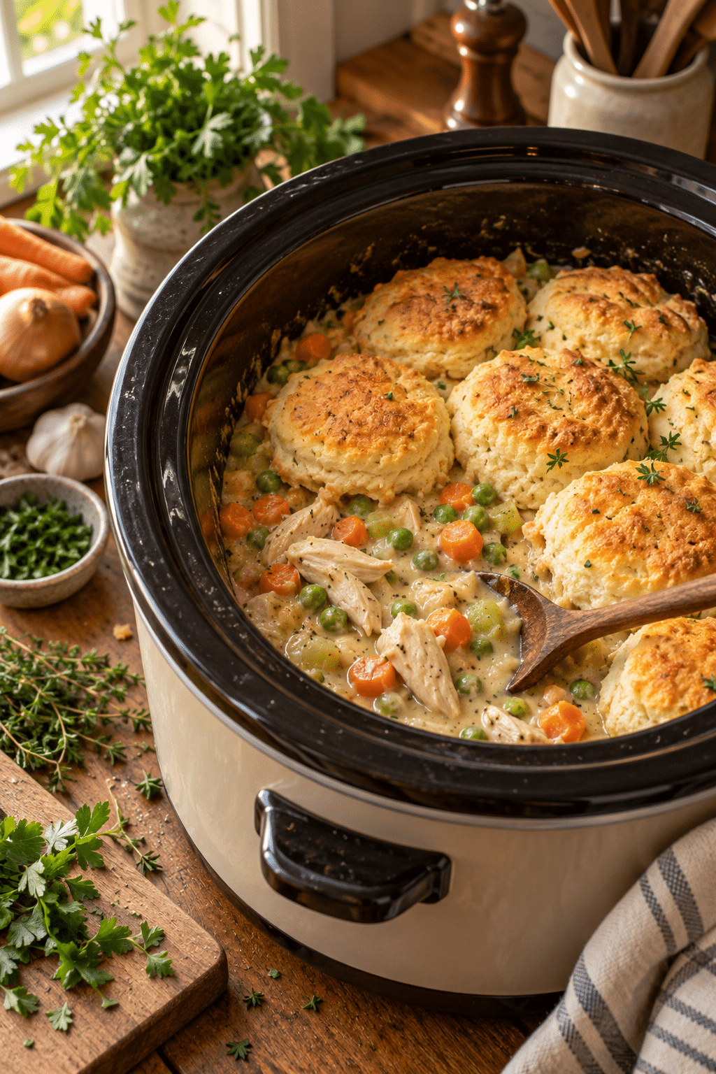 slow cooker chicken pot pie filling