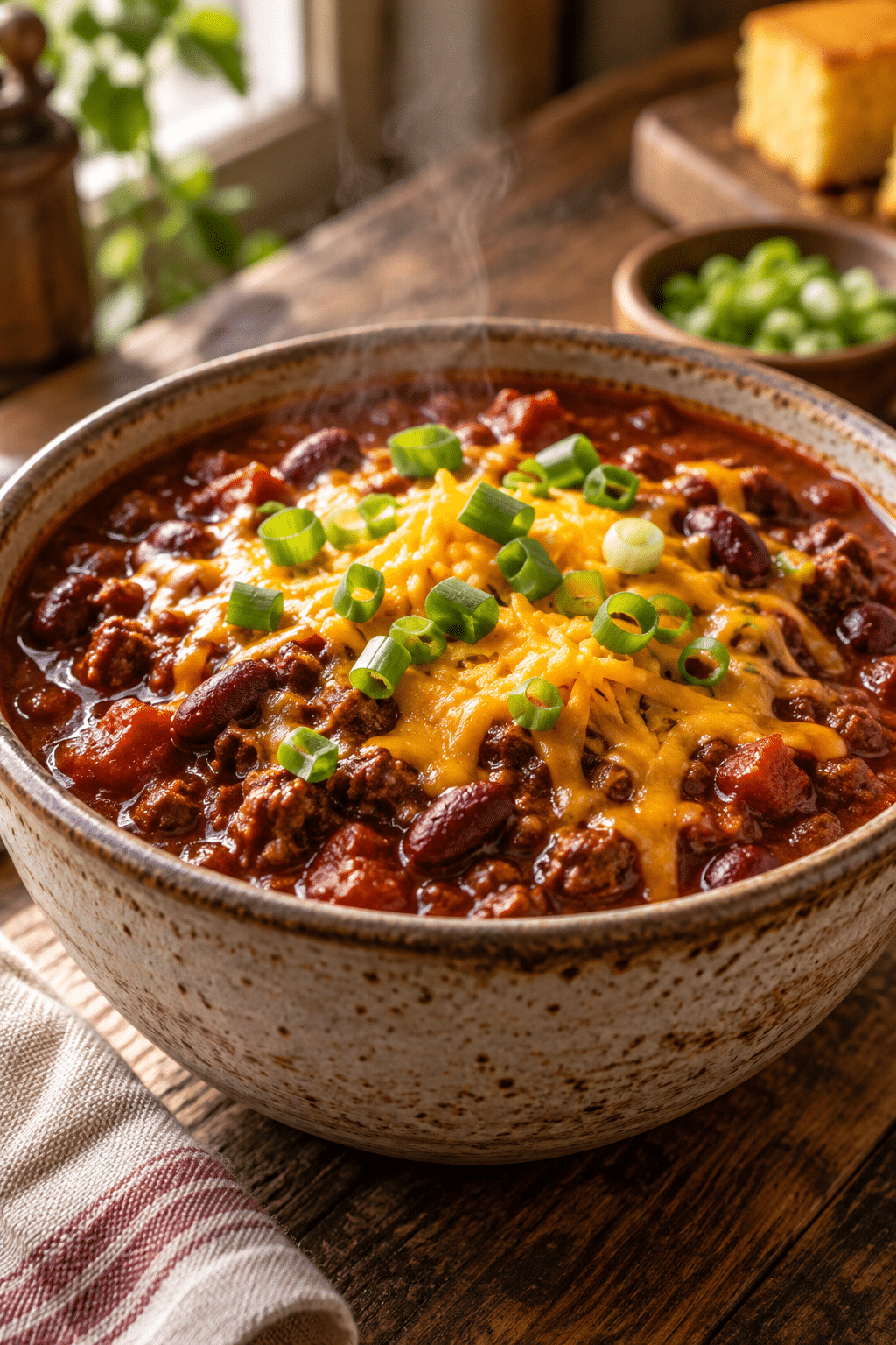 slow cooker chili served in a bowl
