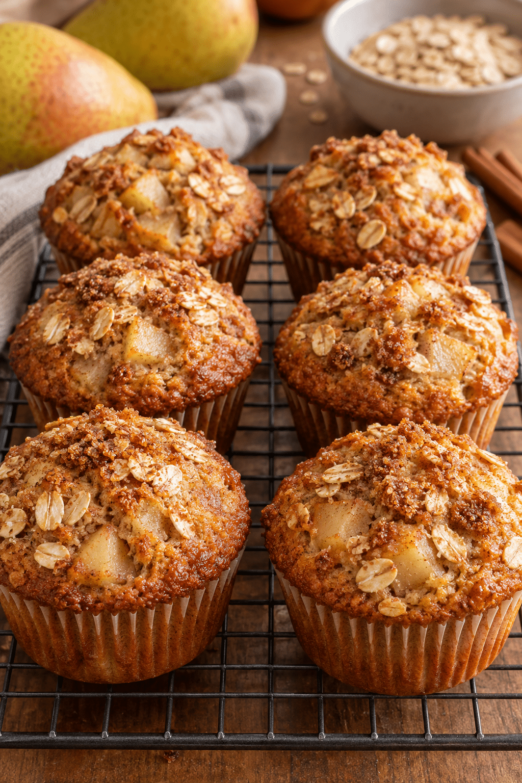finished spiced pear oat breakfast muffins
