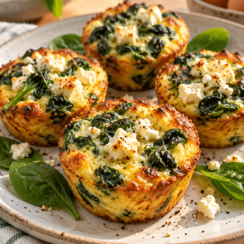 spinach and feta egg cups served warm