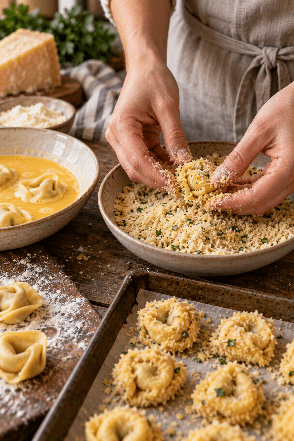 coating tortellini party snacks